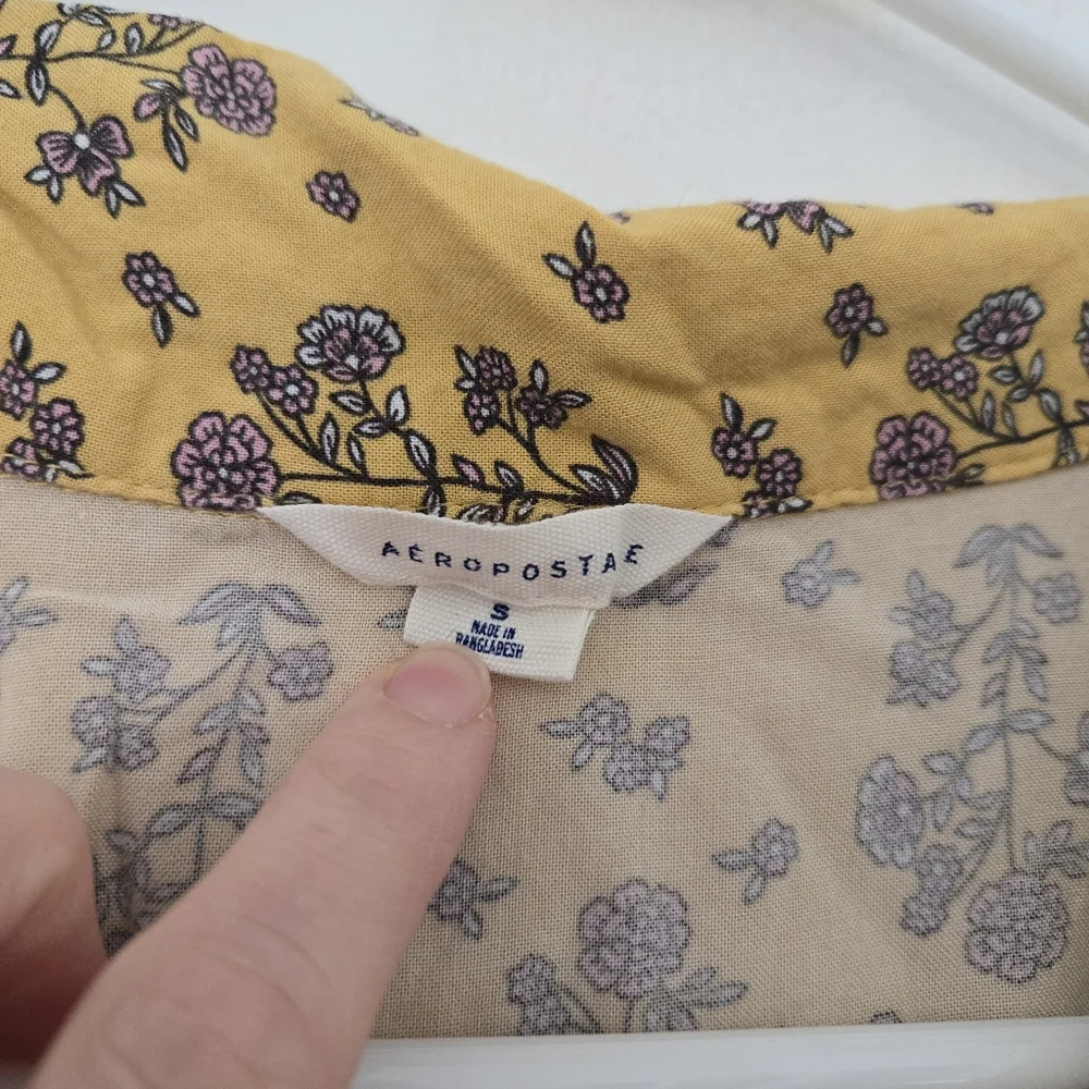 Aeropostale Yellow Floral Button Romper